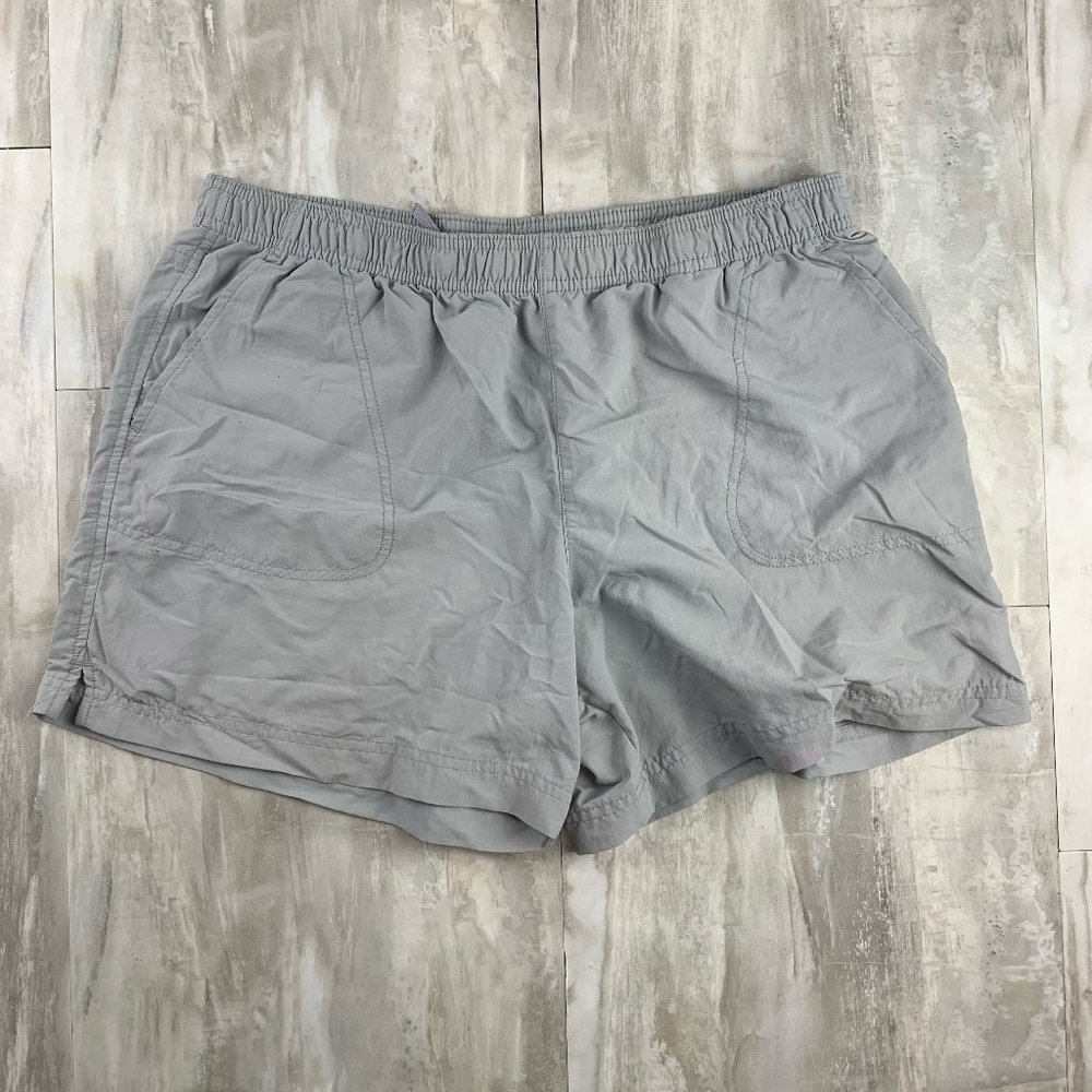 Columbia Womens Shorts Size L Grey Drawstring Nylon Blend 2 Pockets